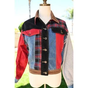 Carole Little Mixed Print Denim Jacket